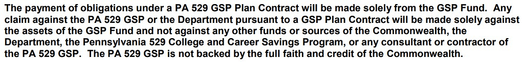 pa 529 guaranteed savings plan disclosure